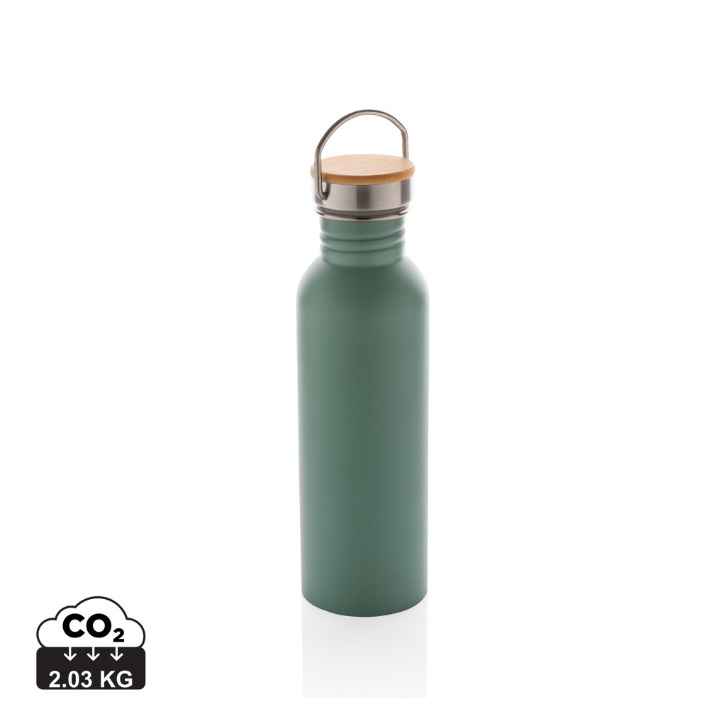 Bouteille promotionnelle couvercle bambou 700 ml Vert 